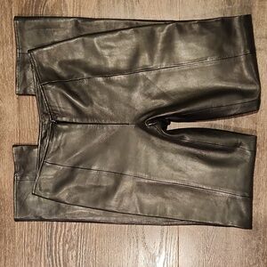 ❤️ CACHE 90s VINTAGE LAMBS LEATHER HIGH RISE STRAIGHT LEG PANTS, BLACK, 4 (27)
